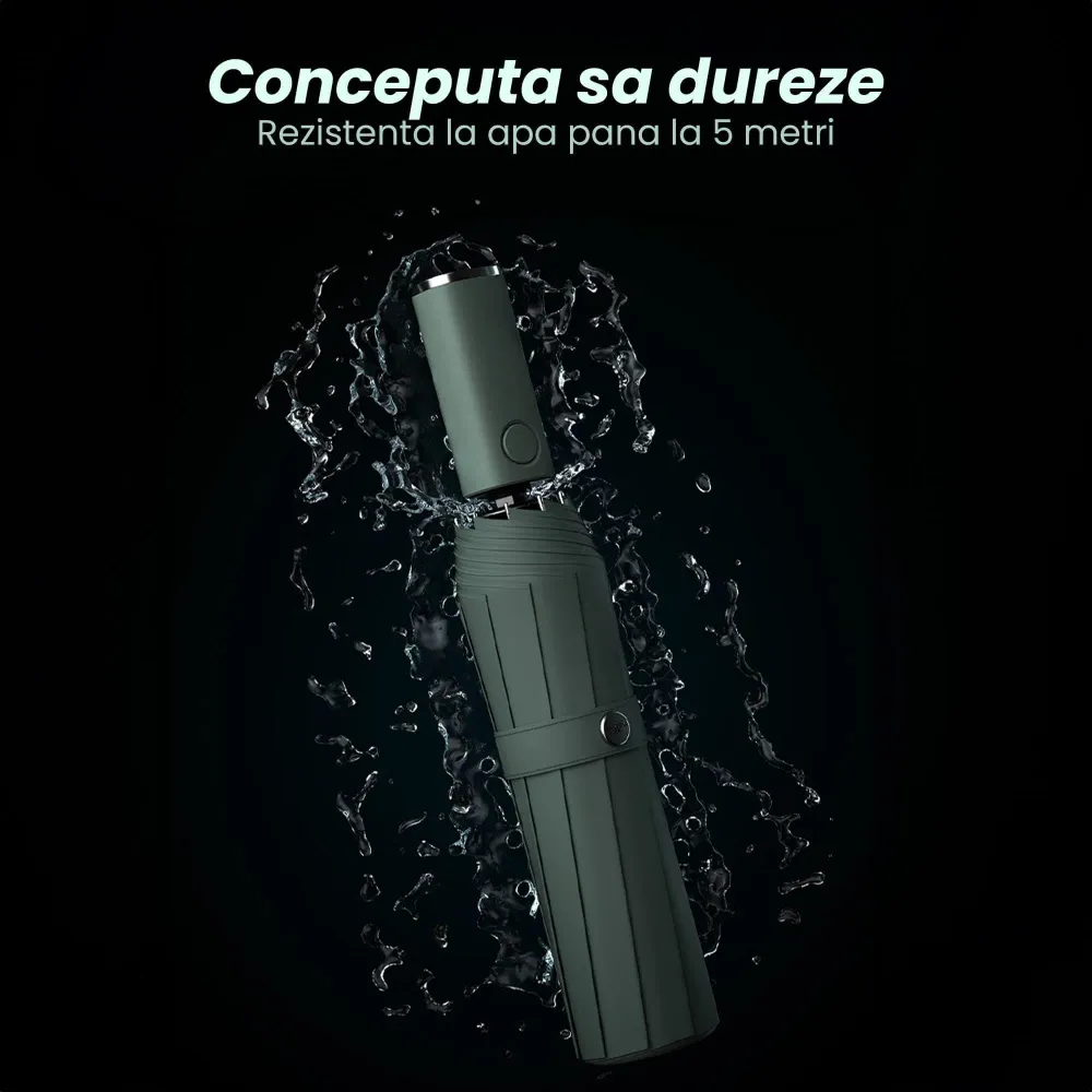 Umbrela pliabila Timebox, cu lanterna LED, Verde