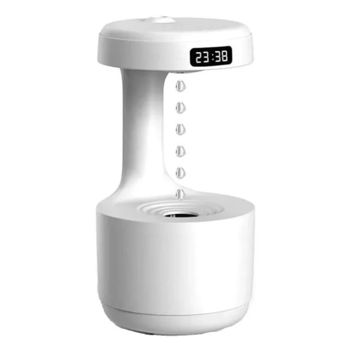 Umidificator Anti-Gravity Ultrasunete 800ml cu LED, Funcție Anti-Dry și Lumină Ambient – Alb Mat