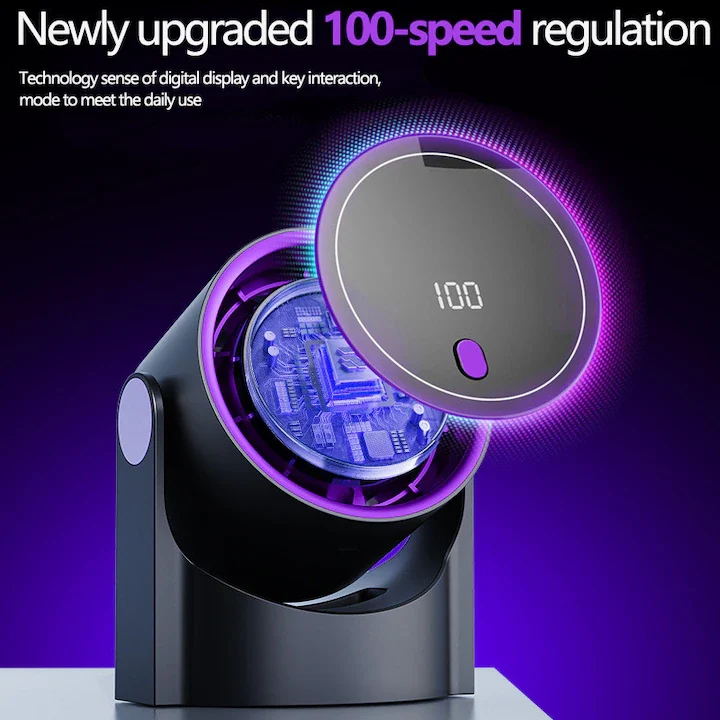 Ventilator de birou cu recirculare, fara lama, cu 5 viteze de reglare