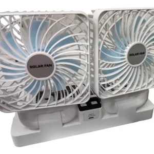 Ventilator Portabil de Masă Dublu Solar Alb USB