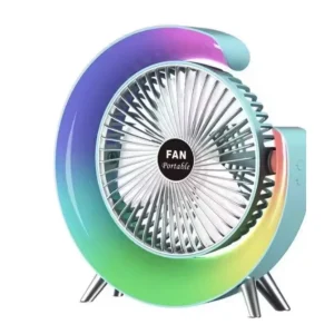 Ventilator Portabil, 3 Trepte de Ventilare, 5 Moduri de Iluminare, Ajustare 180 °, Alimentare USB