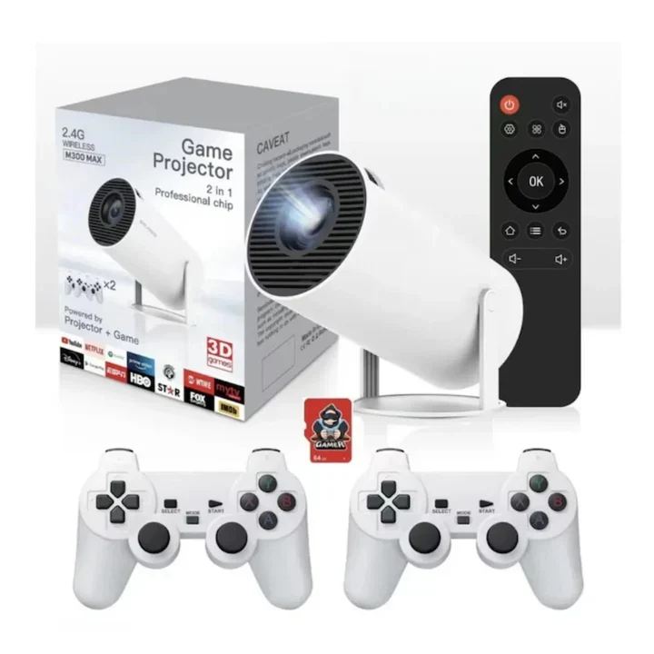 Videoproiector portabil Smart 4K cu Android TV, Wi‑Fi 6 și Bluetooth 5.0 – cinema acasă, oriunde și rapid